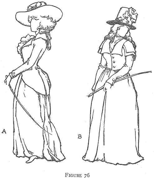 Two vintage fashion illustrations showing women in elegant hats and long dresses, each holding a parasol, representing early 19th-century style.