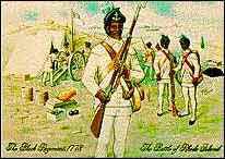 A black soldier in the Revolutionary War.