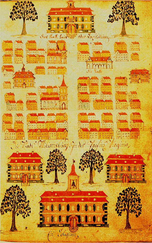 A stylized map of Williamsburg drawn by Flohr.