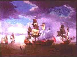 John Paul Jones' ship in battle.