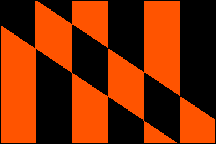 Abstract orange and black zigzag pattern.
