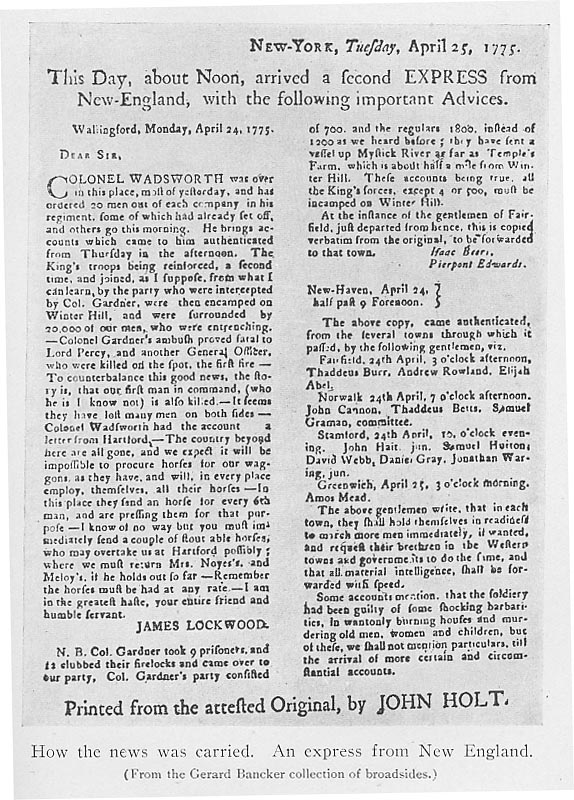 How the news was carried. An express from New England. From the Gerard Bancker collection of broadsides.