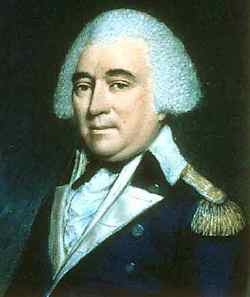 Portrait of a distinguished 18th-century gentleman in military attire with a white powdered wig.