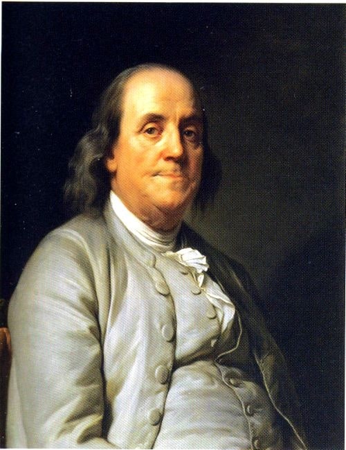 Benjamin Franklin by Joseph-Siffred Duplessis, c. 1785.
