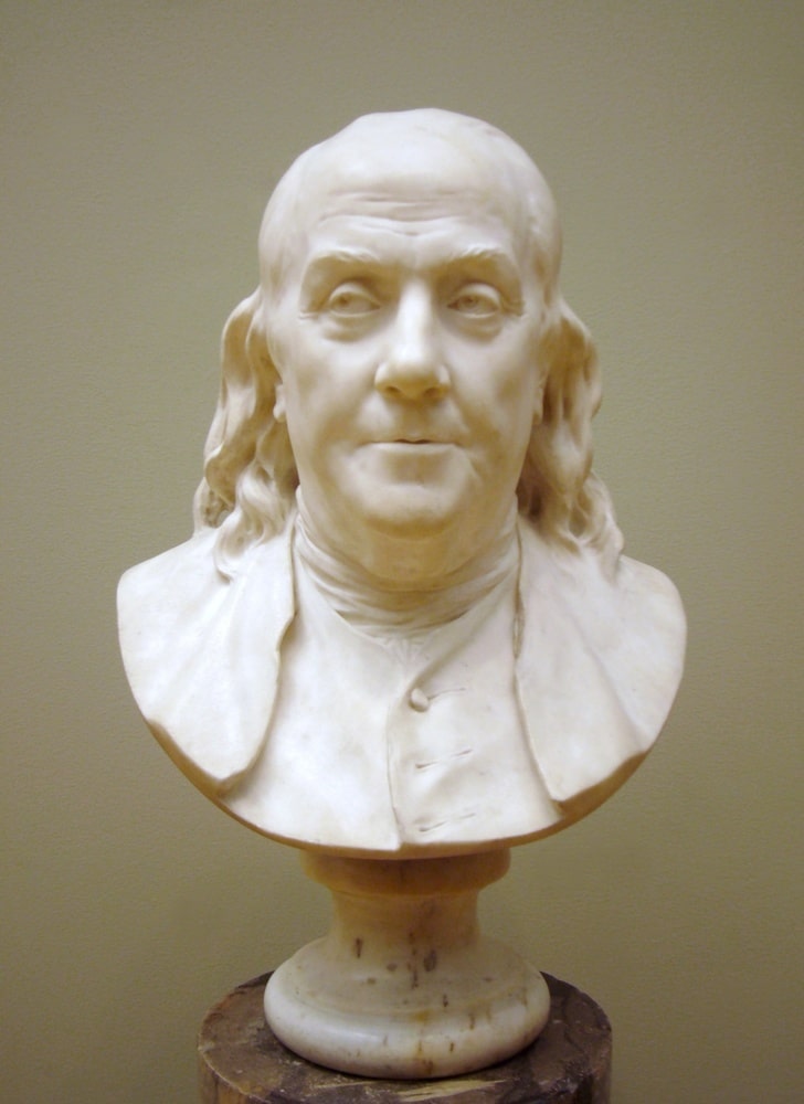 Benjamin Franklin bust by Jean-Antoine Houdon, 1778.