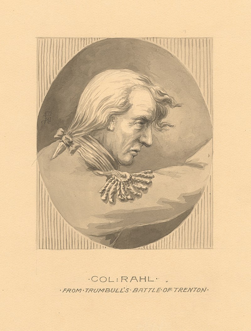 Vintage illustration of colonel rahl, as depicted from trumbull's 'battle of trenton'.