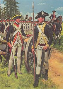 American soldiers depicted what they would have worn in 1781.