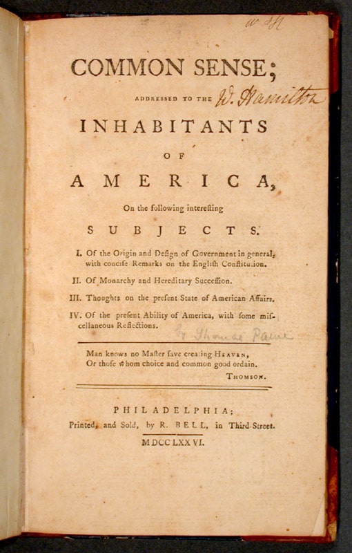 The cover of Thomas Paine's Common Sense.