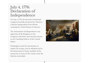 An excerpt from the American Revolution timeline page.