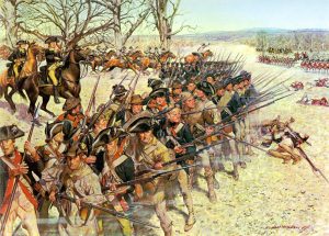 Illustration showing troops at the Battle of Guilford Courthouse.