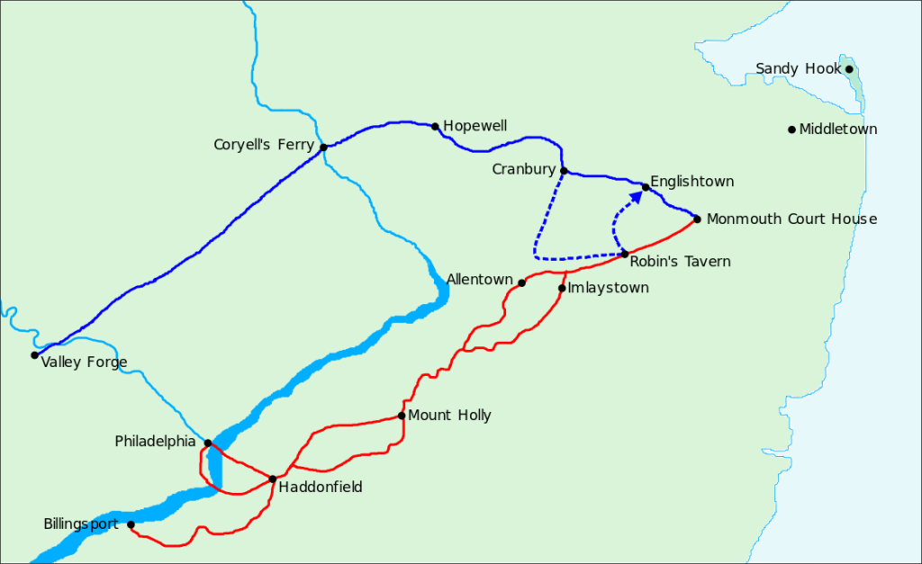 Battle of Monmouth troop movements.