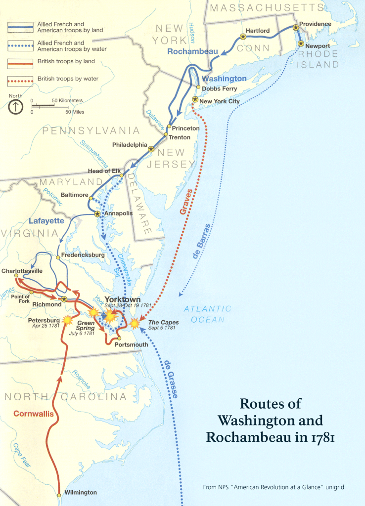 Map of Yorktown troop movements.
