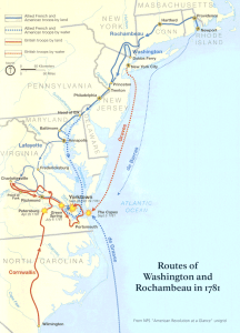Map of Yorktown troop movements.
