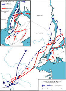 Map of troop movements as the British take control of New York City.