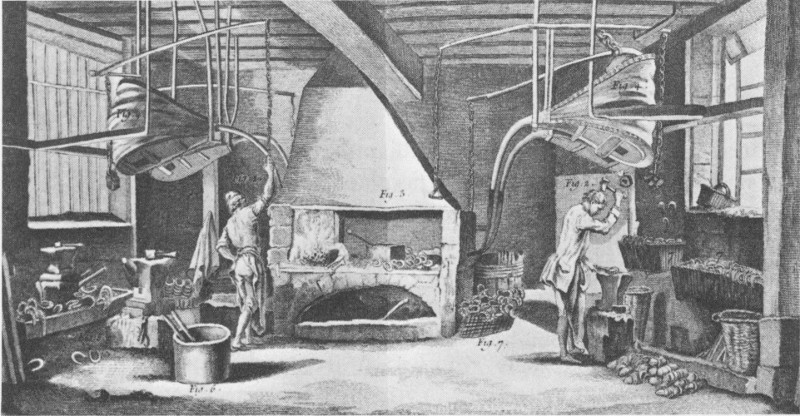 Illustration of 18th century ironworking.