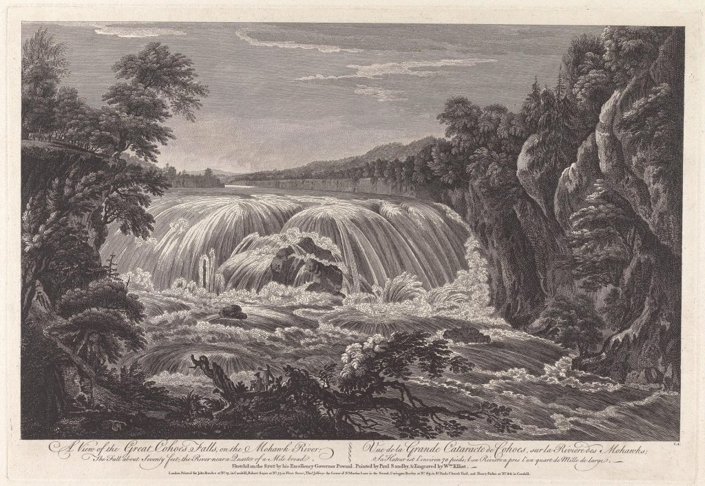 Etching A View of the Great Cohoes Falls, on the Mohawk River (New York State) by William Elliot, 1768.