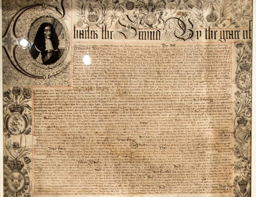 The beginning of the Rhode Island Royal Charter.