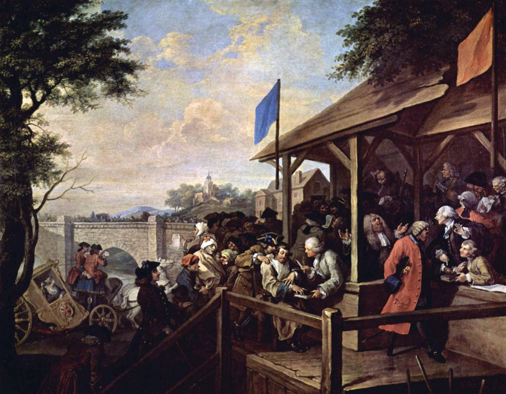 Painting showing an election in the mid-18th century.
